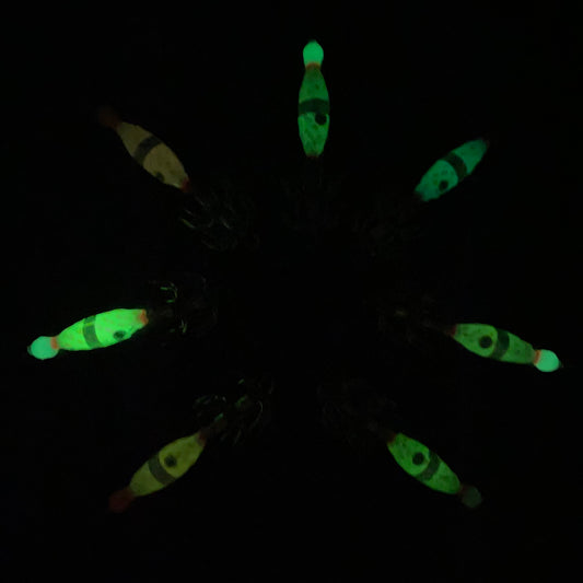 Micro Squid Jig – UV Light Glow Double Hook (Weightless)