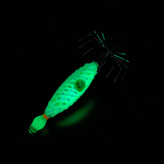 Super Glow Weighted Jig – UV Accents + Realistic Eyes 3/8 oz