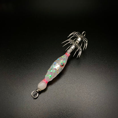 Micro Squid Jig – UV Light Glow Double Hook (Weightless)