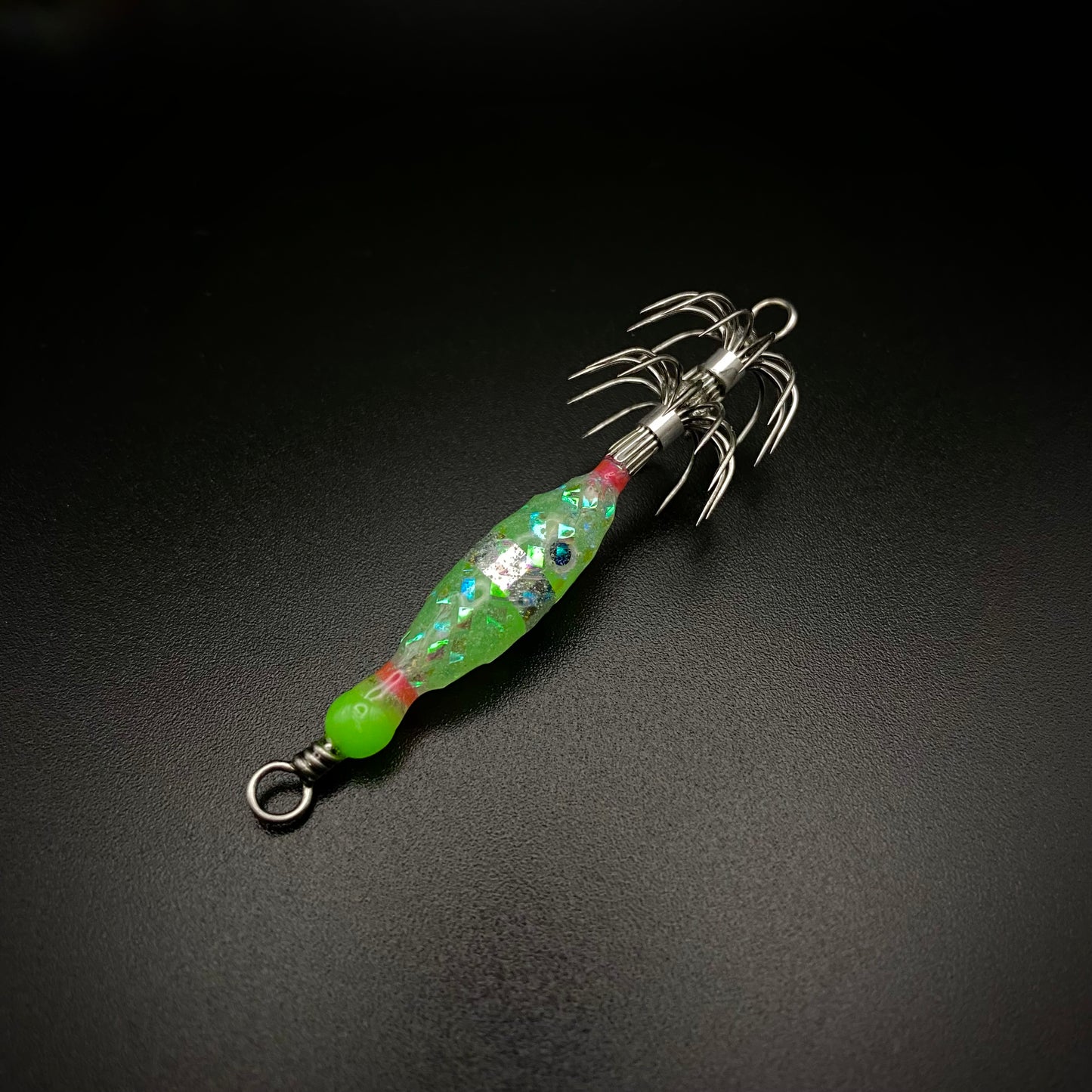 Micro Squid Jig – UV Light Glow Double Hook (Weightless)