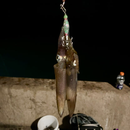 Micro Squid Jig – UV Light Glow Double Hook (Weightless)