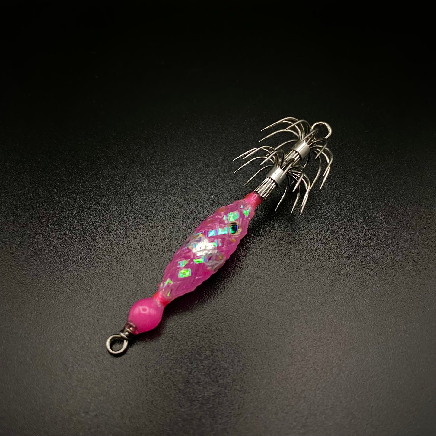 Micro Squid Jig – UV Light Glow Double Hook (Weightless)
