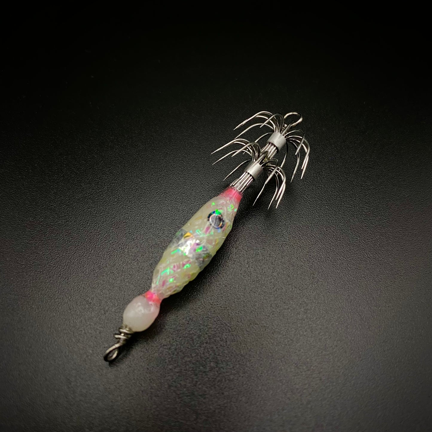 Micro Squid Jig – UV Light Glow Double Hook (Weightless)