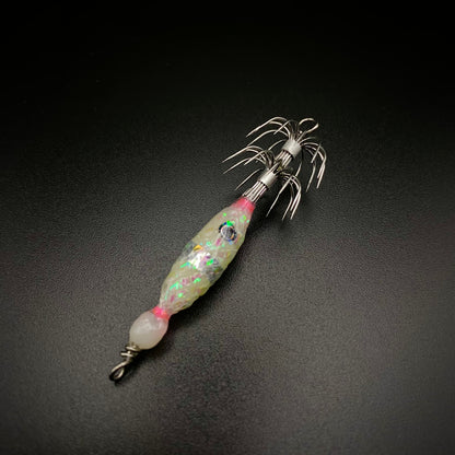 Micro Squid Jig – UV Light Glow Double Hook (Weightless)