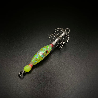 Micro Squid Jig – UV Light Glow Double Hook (Weightless)